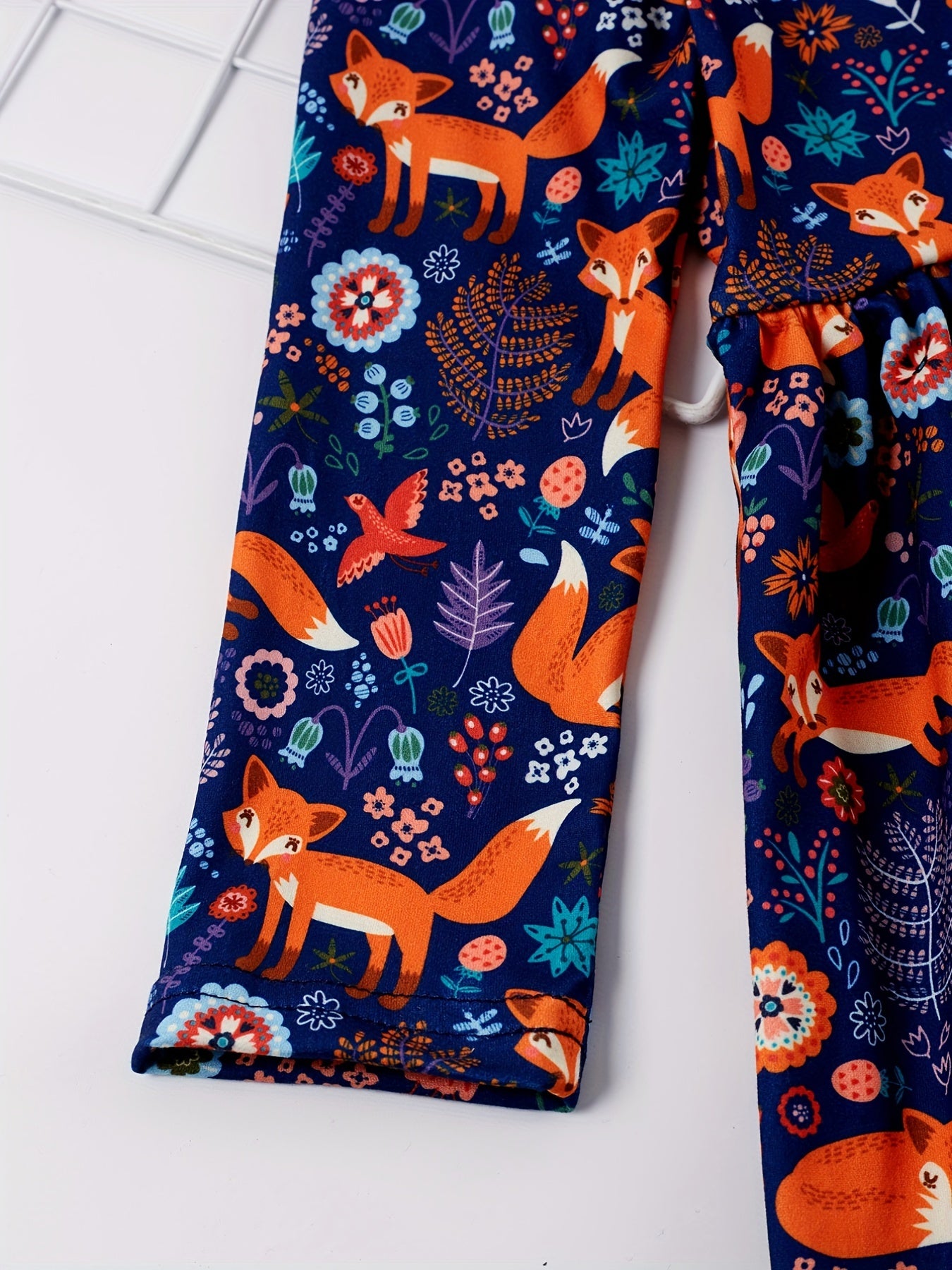 Toddler Girls Long Sleeve Cartoon Fox Stretch Dress