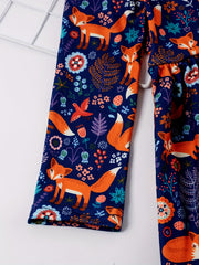 Toddler Girls Long Sleeve Cartoon Fox Stretch Dress