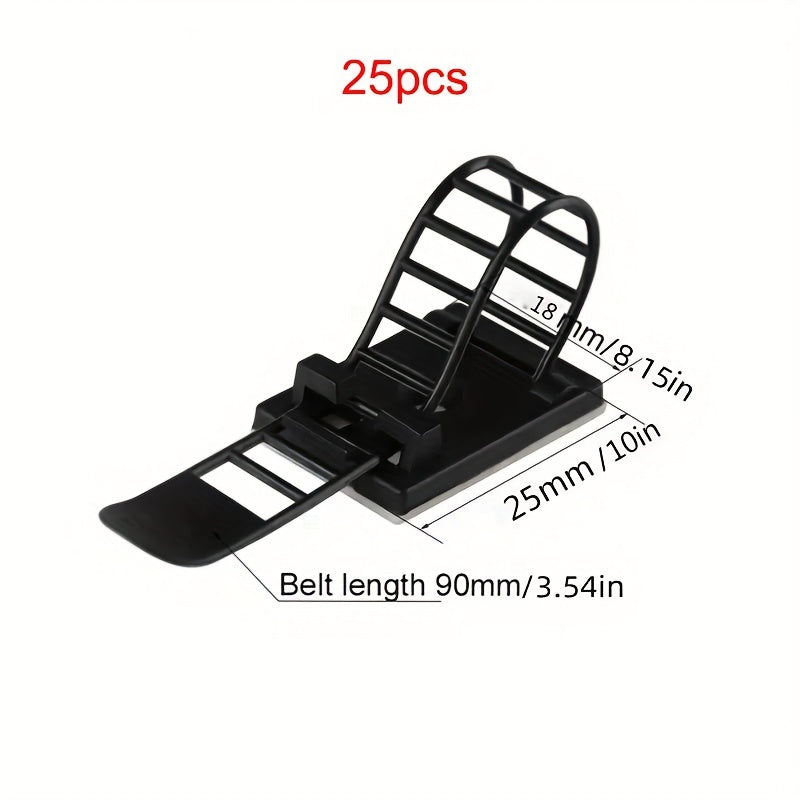 25pcs Adjustable Cable Organizer Clip Self Adhesive Tape Holder Cable Management