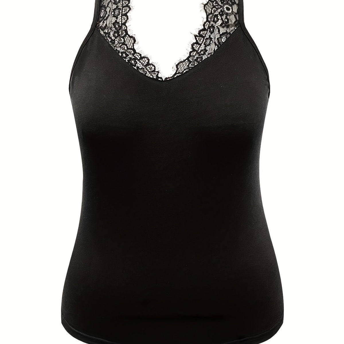  Contrast Eyelash Lace V Neck Home Wear Tank Top