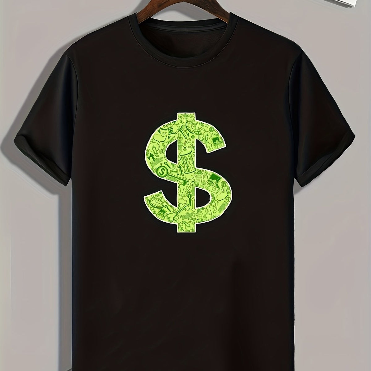 Dollar Symbol Print Men's Graphic T-shirt for Summer