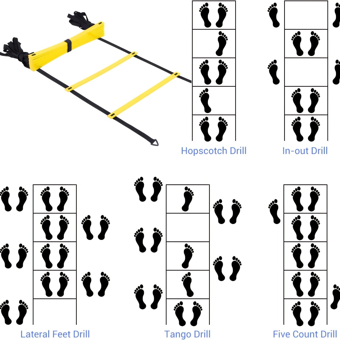 Speed Training Agility Ladder Improve Footwork Quickness 8-20 Rungs Carry Bag