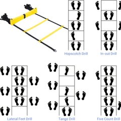 Speed Training Agility Ladder Improve Footwork Quickness 8-20 Rungs Carry Bag