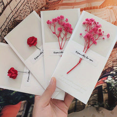 4pcs Gypsophila Dried Flower Cards for Birthday Thanksgiving Romantic Bouquet