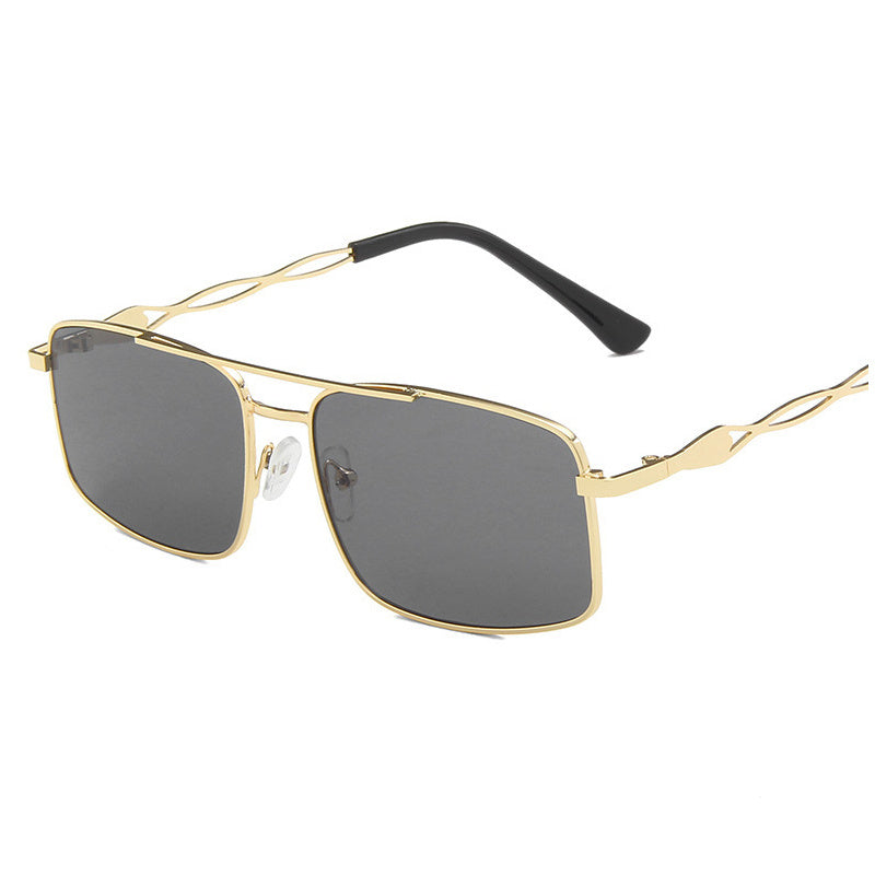 Square Frame Metal Aviator Sunglasses for Women