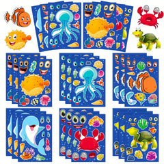 6pcs Marine Life Puzzle Stickers Face Changing DIY Stickers