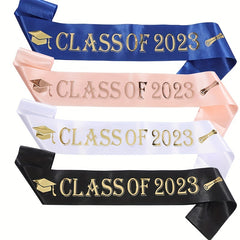 Graduation Party Crown Shoulder Strap Ribbon Golden Letter