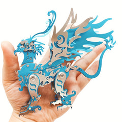MOKR 3D Metal Dragon Puzzle Educational DIY Jigsaw Model in Silver Green Gold