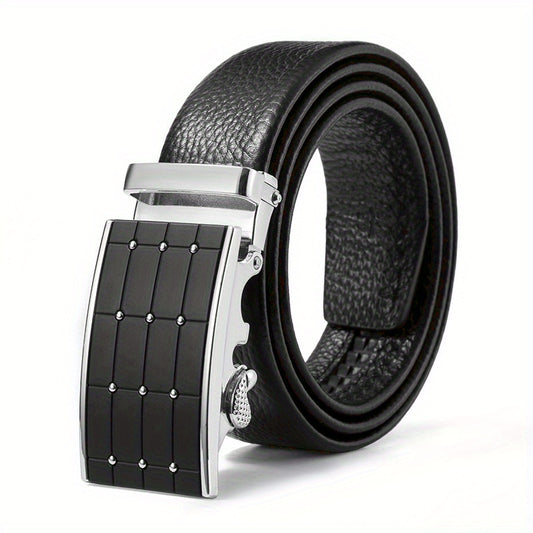 Men's Automatic Buckle Belt Leather Business Casual Pants