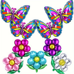 9pcs Butterfly & Flower Balloons, Party Wedding Birthday Decor