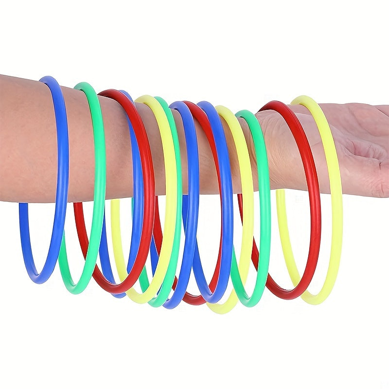 16pcs Nylon Bean Bag Plastic Ring Game Set for Kids, Outdoor Ring Throwing Game