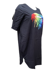  Abstract Lip Print Short Sleeve Tee Dress