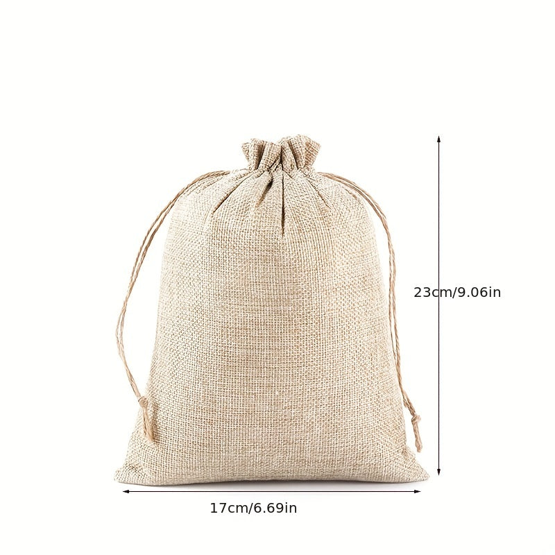 5pcs Hemp Strap Drawstring Gift Packaging Bag for Jewelry Storage