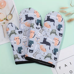 Cartoon Cat Oven Insulation Gloves - Microwave & Baking Gloves