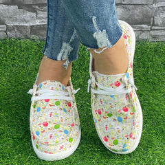 Colorful Rabbit Pattern Flat Shoes Women's Casual Lightweight Shoes