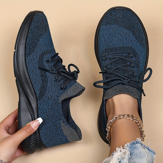 Women's Breathable Woven Sneakers Lightweight Lace Up Shoes