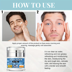 Men Face Cream with Collagen Retinol Hyaluronic Acid Vitamin E 1.76 Oz