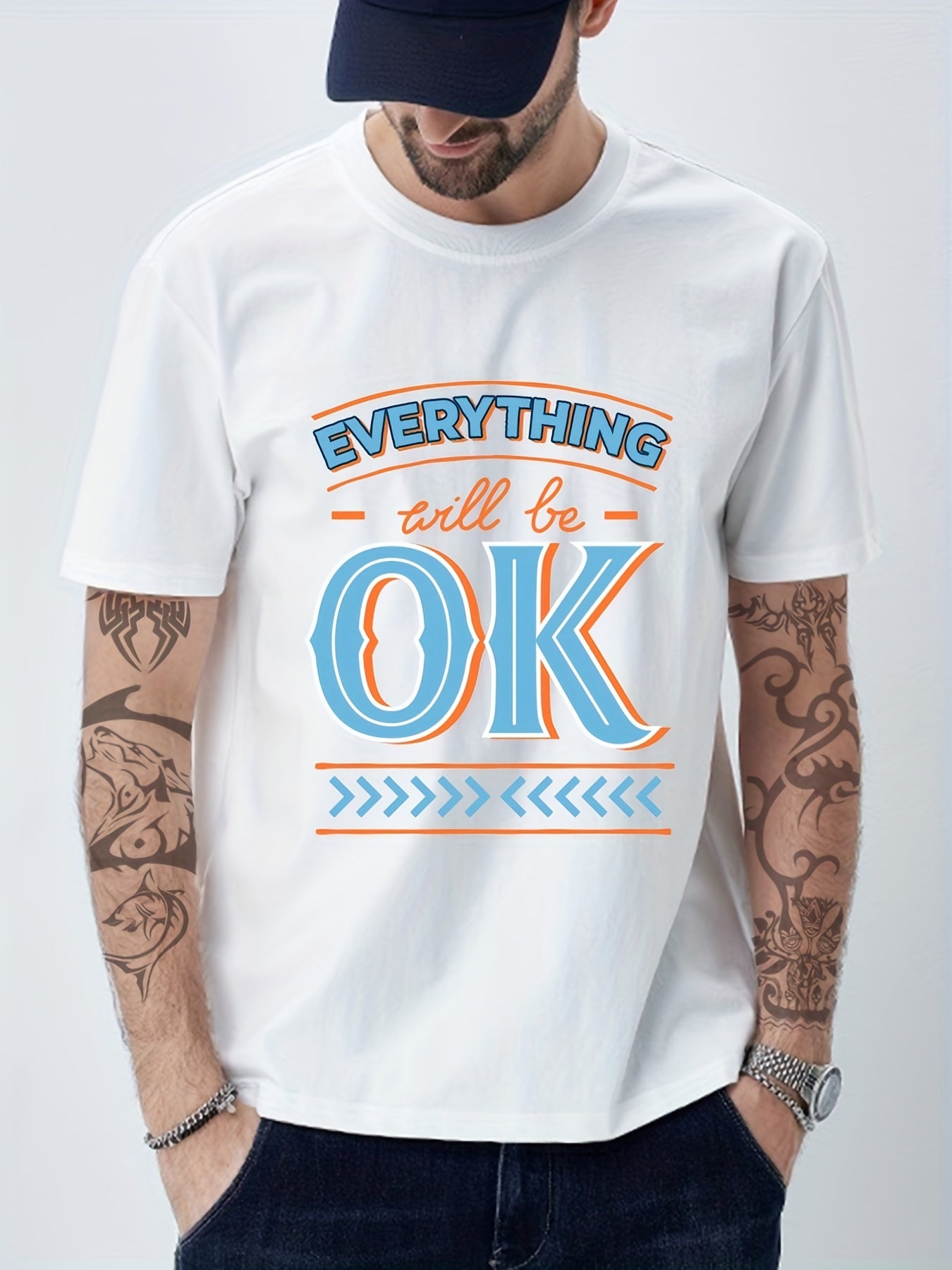 Men's Everything Will Be OK Print Graphic Crew Neck Tee