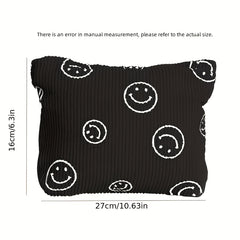 Smile Face Makeup Bag Large Capacity Corduroy Toiletry Organizer