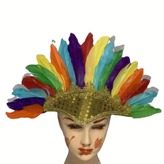 Colorful Feather Headdress for Halloween Show Party
