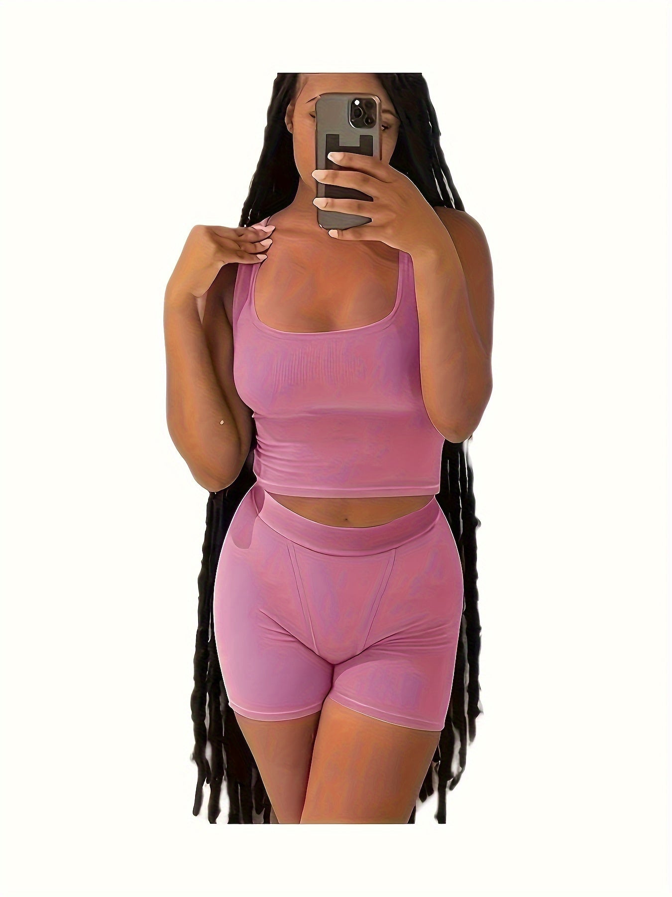 Yoga Ribbed Set Tank Top Sports Bra & Butt Lifting Shorts