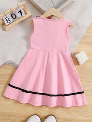Girls Striped Sleeveless Dress Varsity Style Kids Cotton Dress