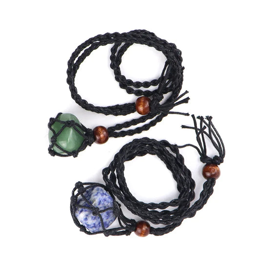 12pcs Adjustable Necklace Cord Empty Stone Holder Wax Rope Necklace