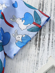 Boys Rabbit Print Shirt Hawaiian Style Beach Summer Clothes
