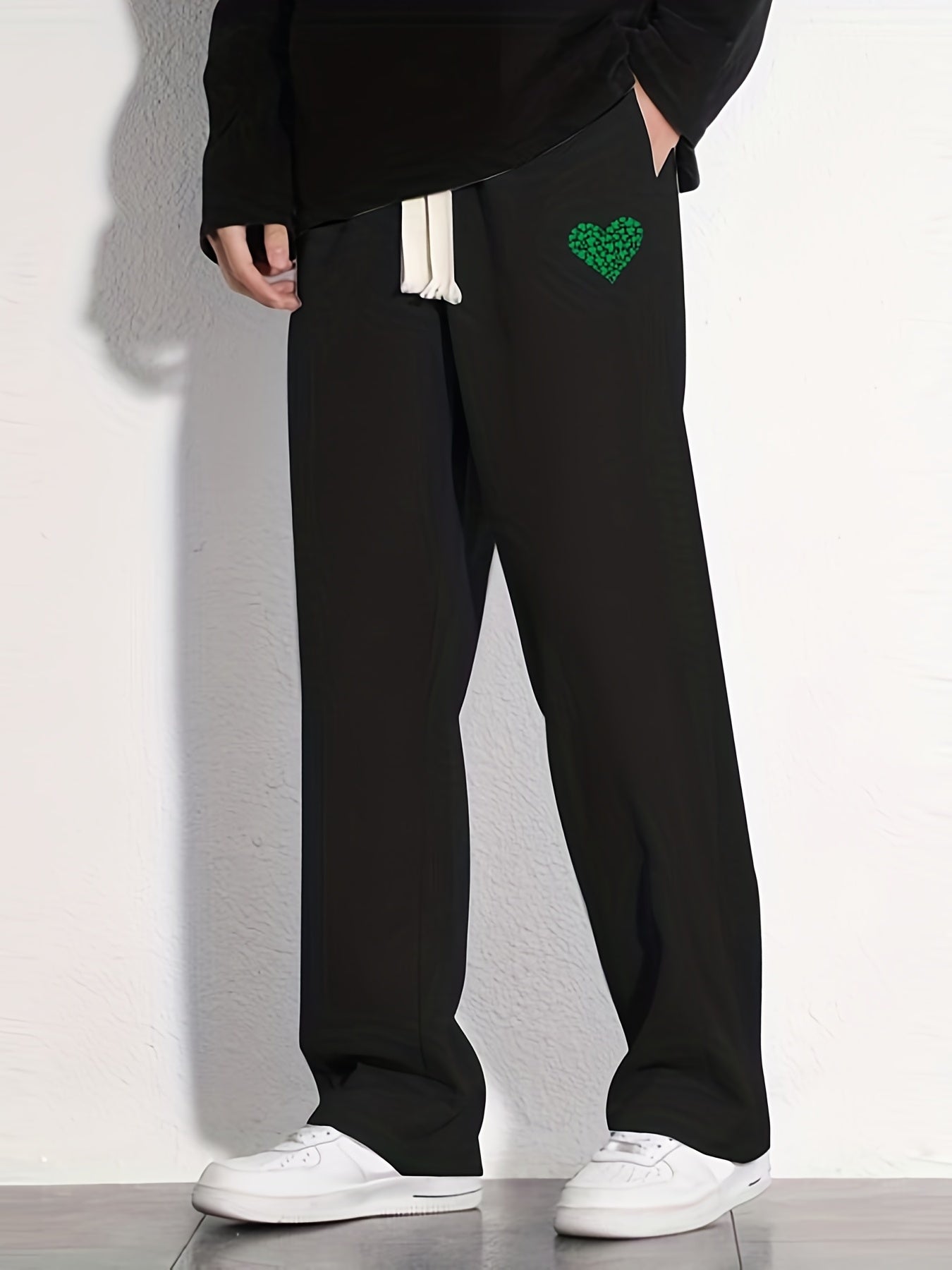 Clover Heart Pattern Loose Fit Drawstring Pants