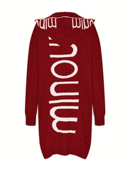 Waterfall Collar Knit Cardigan Hooded Sweater