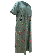  Floral Print Short Sleeve Ruched Dress