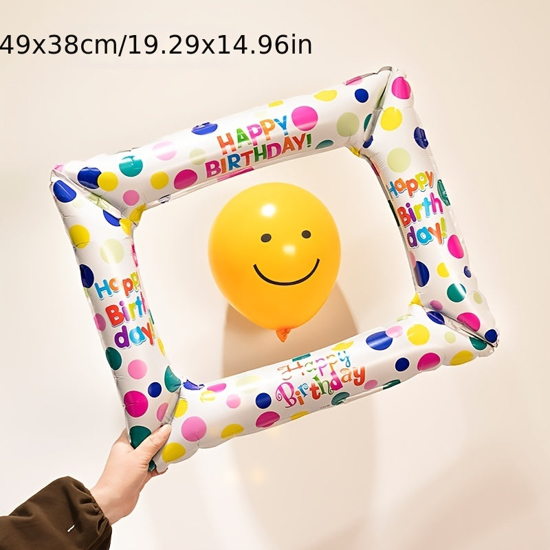 Birthday Balloon Party Wave Point Photo Frame Aluminum Balloon