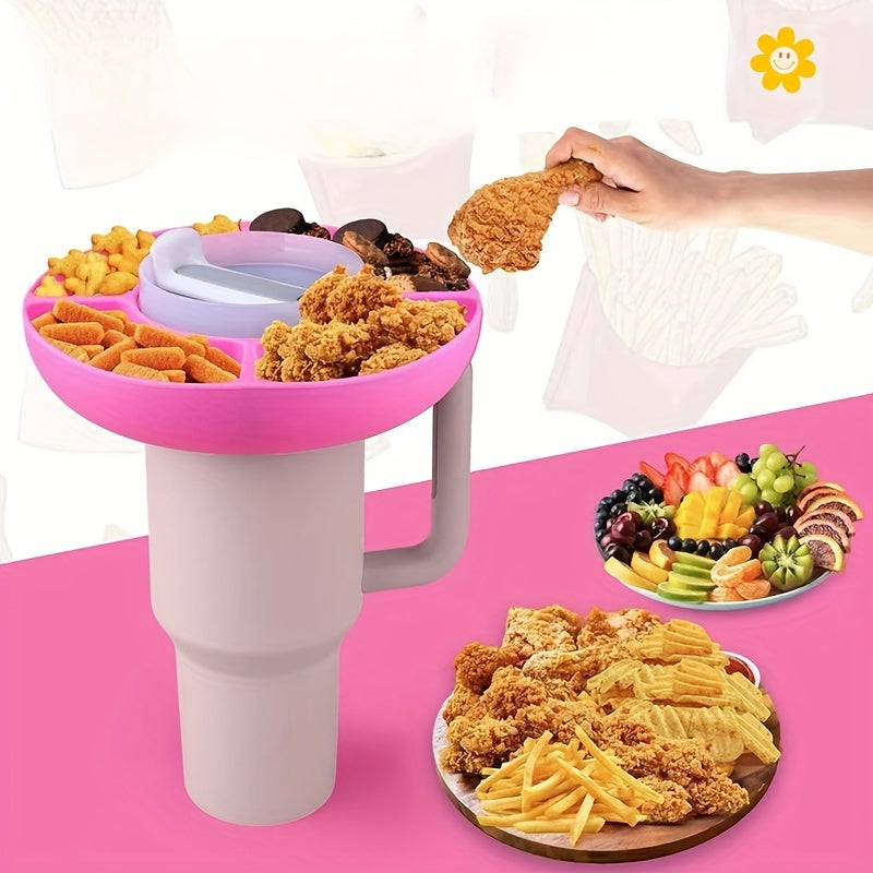 1pc Solid Cup Snack Tray Ring Reusable Silicone Snack Bowl Cup Accessories