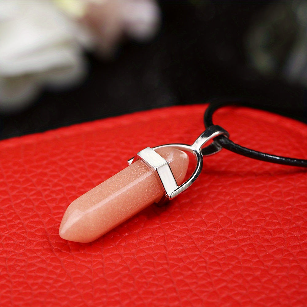 Moonstone Glow Crystal Necklace - Aqua Glowing Glass Crystal Point