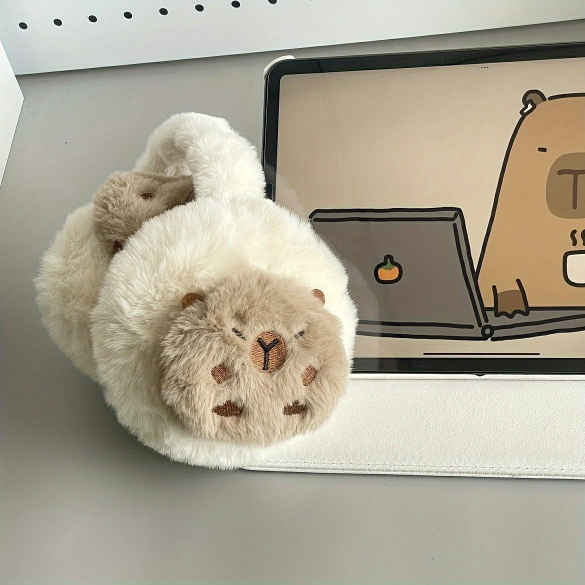 Cute Capybara Plush Earmuffs for Women Winter Ear Warmers
