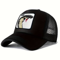 Unisex Sunshade Baseball Cap with Snake Embroidery