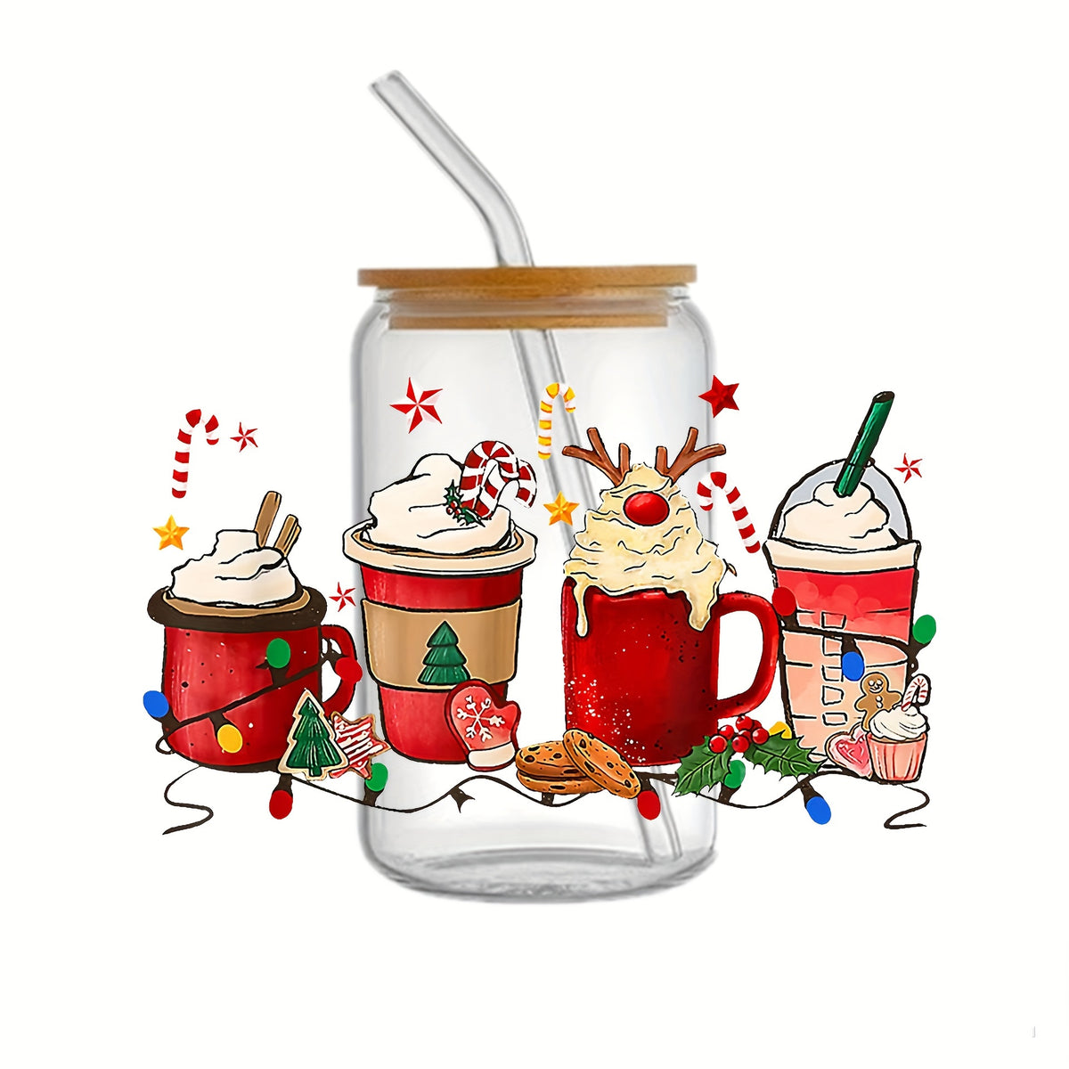 Christmas 3D UV DTF 16oz Cups Wrap Sticker DIY Label Transfer Stickers