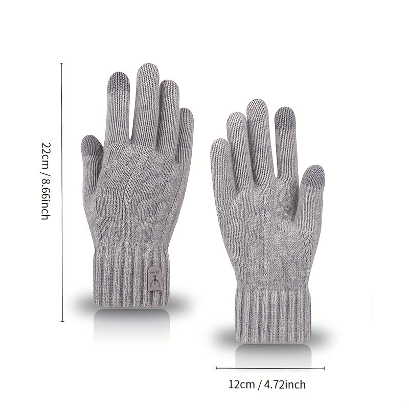 Men's Winter Touch Screen Gloves Thickened Warm Knitted Coldproof Windproof Glov