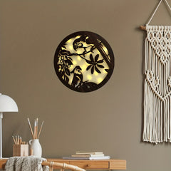 Children's Room LED Wall Clock Creative Lamp Retro Wooden Sign Hanging Lamp