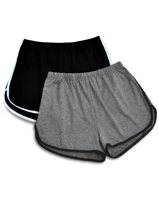 2 Pack Plus Size Pajama Shorts Set Women's Elastic Waist Dolphin Shorts