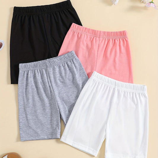 4pcs Girls Cotton Shorts Set Elastic Waist Comfy Dance Ballet Skirt
