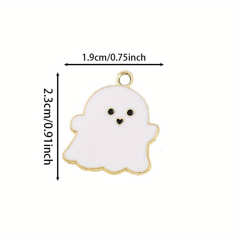 10pcs Cartoon Ghost Charms Alloy Drip Oil Pendant for DIY Jewelry