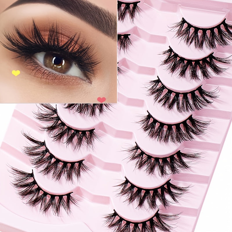 7 Pairs 5D Fishtail False Eyelashes Fluffy Wispy Makeup Extension 15mm
