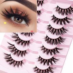 7 Pairs 5D Fishtail False Eyelashes Fluffy Wispy Makeup Extension 15mm