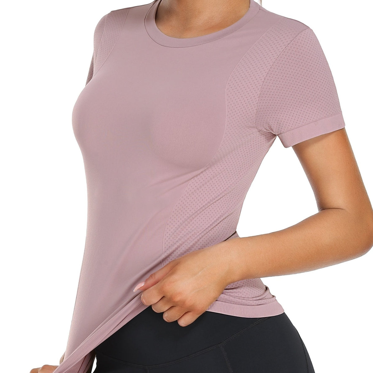 Seamless Breathable Sports Tee Round Neck Yoga Top Women's Activewear