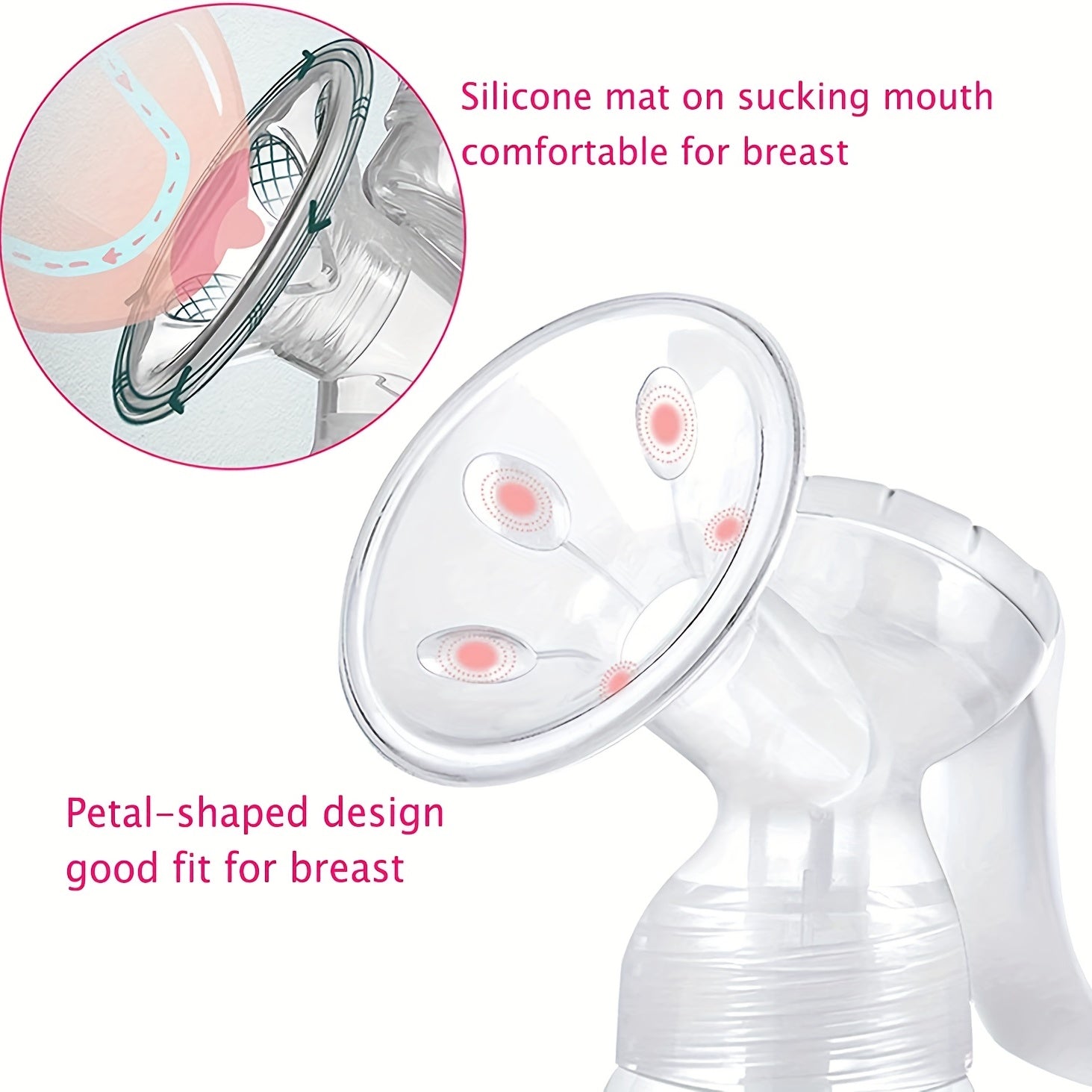 Manual Breast Pump Adjustable Suction Silicone Hand Pump Breastfeeding