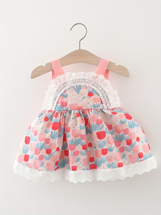 Baby Girls Rabbit Floral Cami Dress For Summer