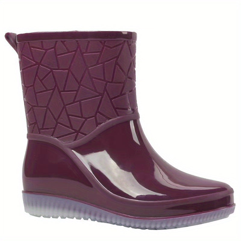 Women's Waterproof Rubber Rain Boots Slip On Outdoor Shoes