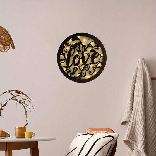 Children's Room LED Wall Clock Creative Lamp Retro Wooden Sign
