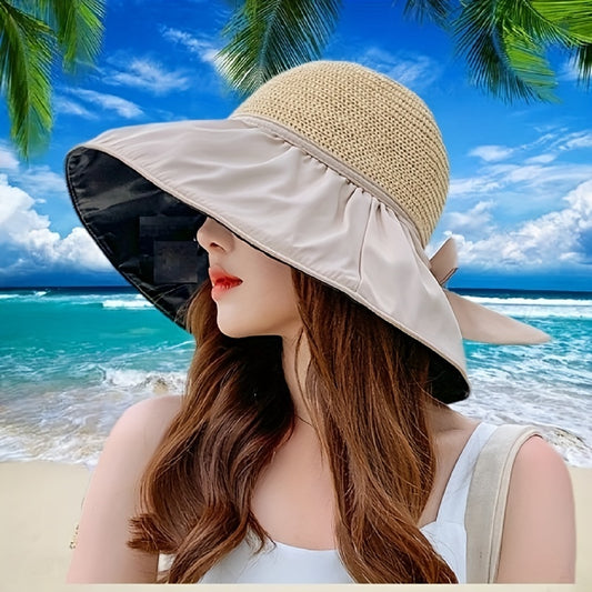 Summer Sun Hat Bowknot Straw Bucket Hat Beach Hats